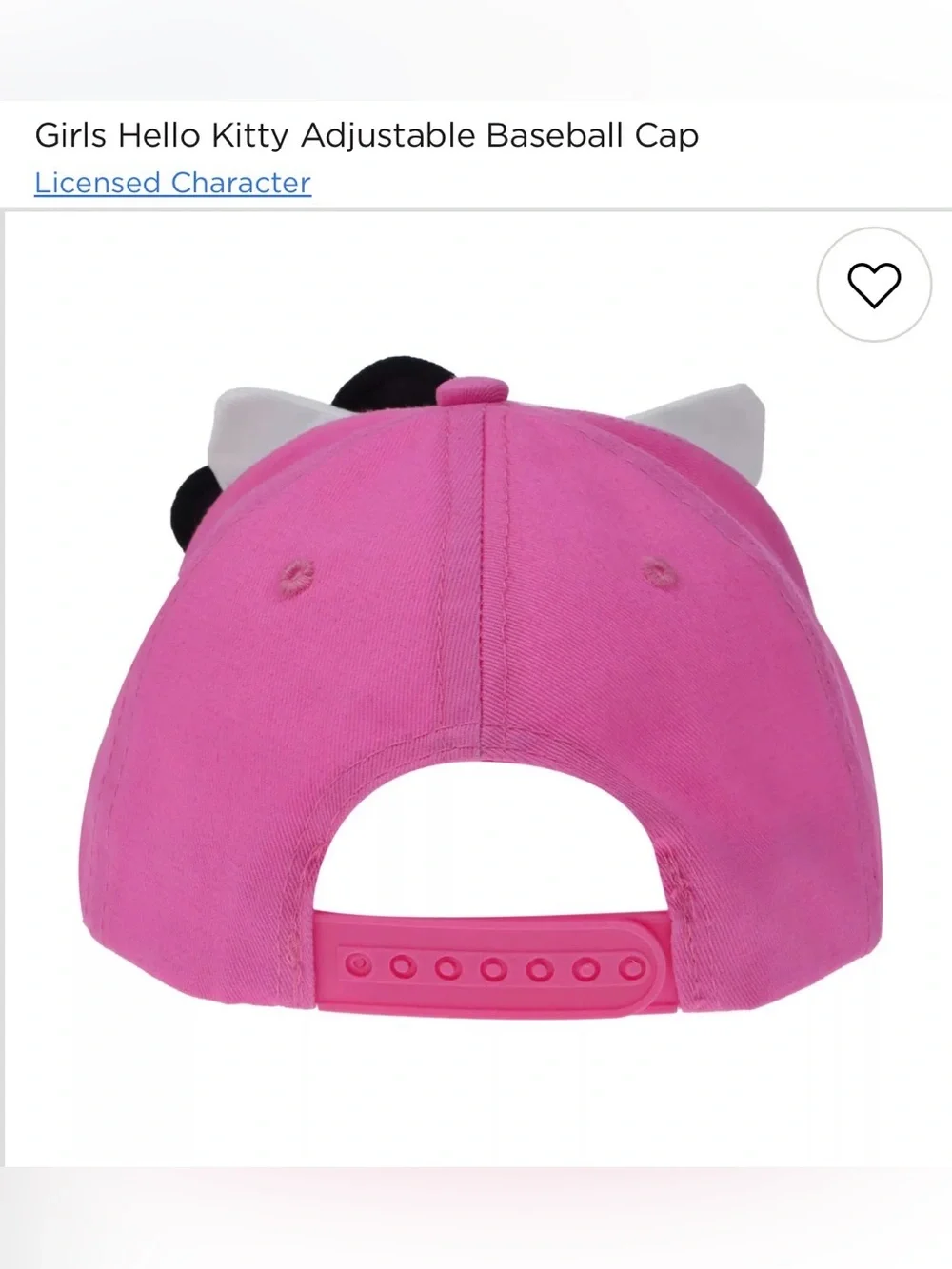 NWT Girls Hello Kitty Adjustable Baseball Cap